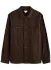 Sunspel Herringbone Brushed-cotton Overshirt In Brown