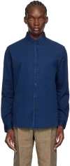 Sunspel Indigo Button-down Denim Shirt In Indigo