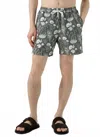 Sunspel Katie Scott Leaf Print Short In Pale Khaki In Black