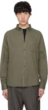 Sunspel Khaki Button Down Flannel Shirt In Khaki24