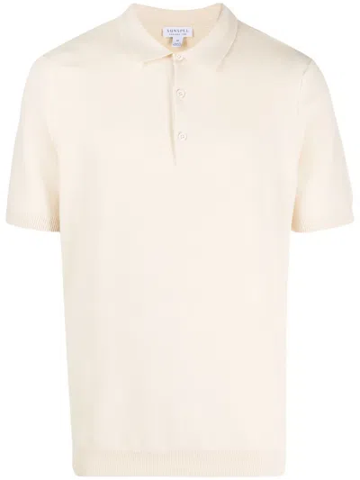 Sunspel Knitted Cotton Polo Shirt In Neutrals