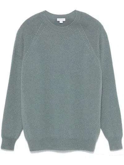 Sunspel Lambs-wool Sweater In Green