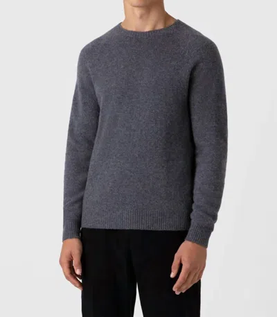 Sunspel Lambswool Crew Neck Sweater In Slate Blue Twist In Gray