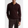 Sunspel Lambswool Polo Sweater In Burgundy
