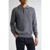 Sunspel Lambswool Polo Sweater In Slate Blue Twist