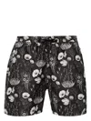 Sunspel Leaf-print Swim Shorts In Black