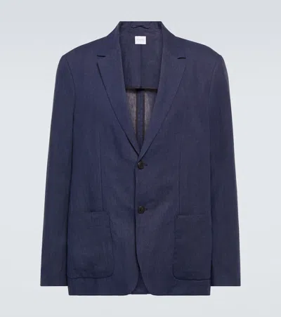 Sunspel Linen Blazer In Light Navy