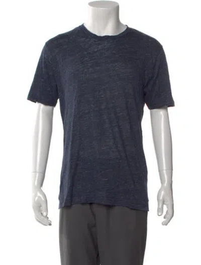 Pre-owned Sunspel Linen Crew Neck T-shirt In Blue