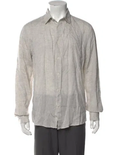 Pre-owned Sunspel Linen Long Sleeve Tuxedo Shirt In Neutral