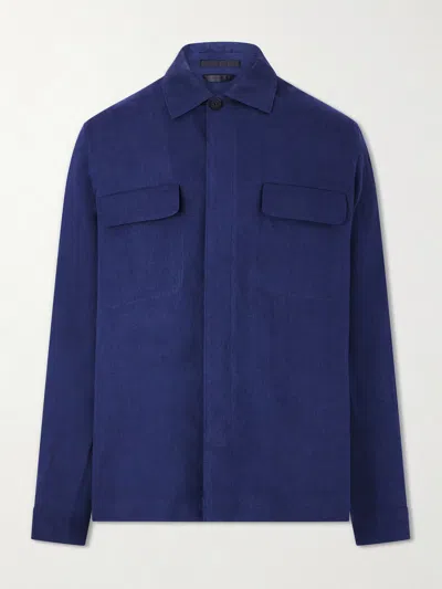Sunspel Linen Overshirt In Blue