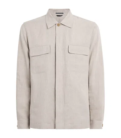 Sunspel Linen Overshirt In Neutral