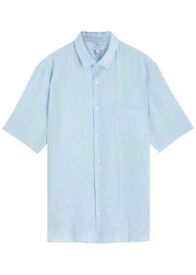 Sunspel Linen Shirt In Blue