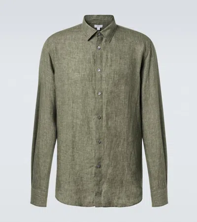 Sunspel Linen Shirt In Green