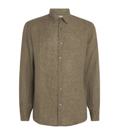 Sunspel Linen Shirt In Green