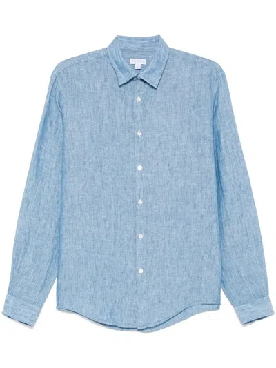 Sunspel Linen Shirt In Blue