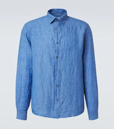 Sunspel Linen Shirt In Blue