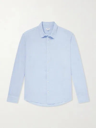 Sunspel Linen Shirt In Blue