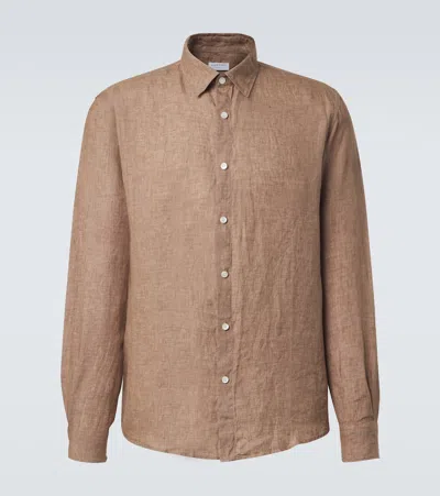 Sunspel Linen Shirt In Brown