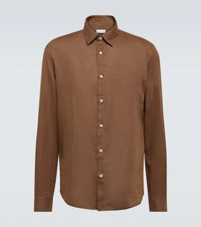 Sunspel Linen Shirt In Gingerbread