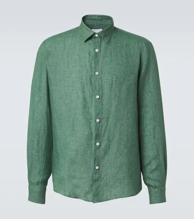 Sunspel Linen Shirt In Green