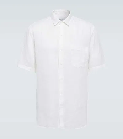 Sunspel Textured Short-sleeve Relaxed-fit Linen Shirt In White