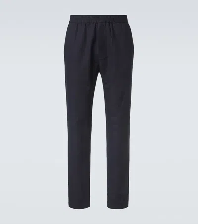 Sunspel Linen Straight Pants In Blue