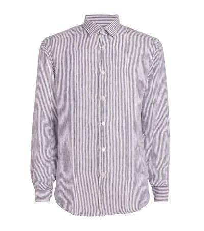 Sunspel Linen Stripe Shirt In Blue