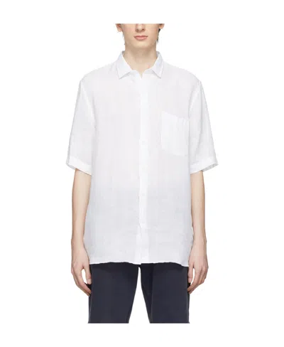 Sunspel Logo Lapel Short-sleeved Shirt In White