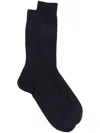 Sunspel Logo-print Ribbed Socks In Blue