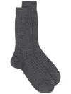 Sunspel Logo-print Ribbed Socks In Grey