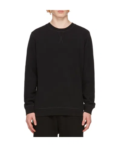 Sunspel Logo Round-necked Sweater In Black