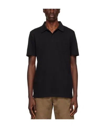 Sunspel Logo Short-sleeved Polo Shirt In Black