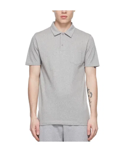 Sunspel Logo Short-sleeved Polo Shirt In Gray