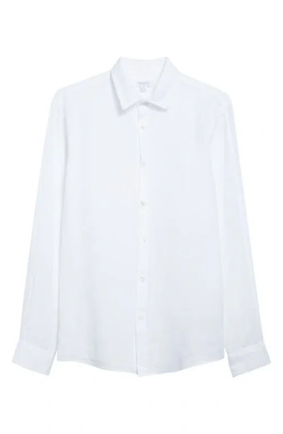 Sunspel Long Sleeve Linen Button-up Shirt In White