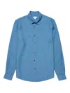 Sunspel Long-sleeve Linen Shirt In Blue