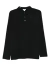 Sunspel Long-sleeve Polo Shirt In Black
