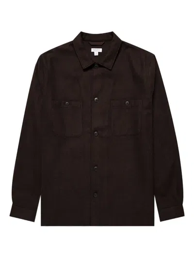 Sunspel Long-sleeve Shirt In Brown