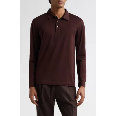 Sunspel Long Sleeve Supima® Cotton Polo In Red