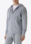 Sunspel Loopback Zip-up Hooded Sweatshirt In Gray