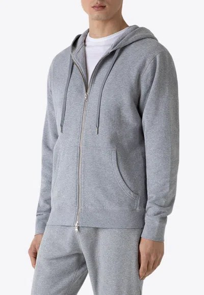 Sunspel Loopback Zip-up Hooded Sweatshirt In Gray