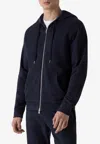 Sunspel Loopback Zip-up Hooded Sweatshirt In Navy