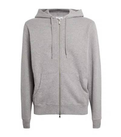 Sunspel Loopback Zip-up Hoodie In Grey