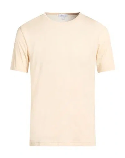 Sunspel Man T-shirt Cream Size Xl Cotton In White