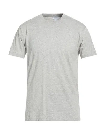 Sunspel Man T-shirt Grey Size L Cotton In Gray