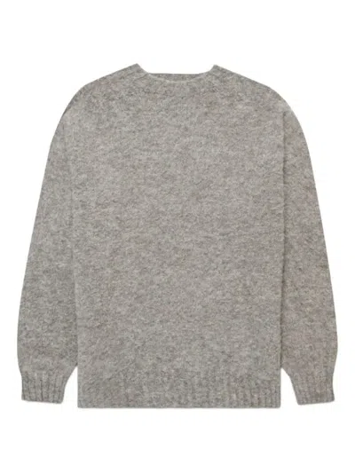 Sunspel Melange Crew Neck Sweater In Gray