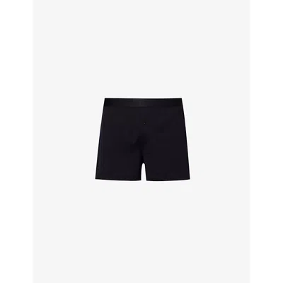 Sunspel Mens Black Superfine Branded-waistband Mid-rise Cotton Boxer Shorts