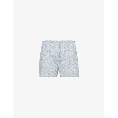 Sunspel Mens Blue Floral Ditsy Floral-print Regular-fit Cotton Boxer Shorts