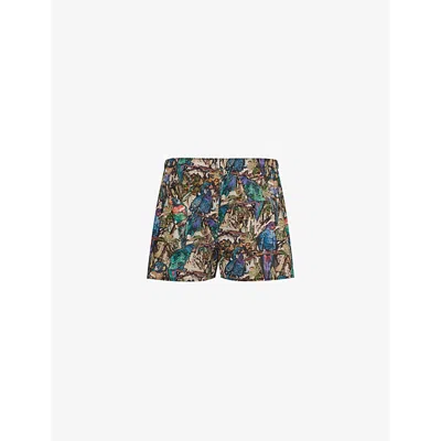 Sunspel Mens Jungle Print Floral-print Regular-fit Cotton Boxer Shorts
