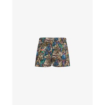 Sunspel Mens Jungle Print Floral-print Regular-fit Cotton Boxer Shorts In Multi