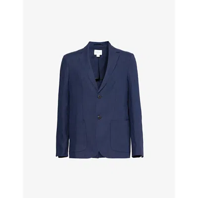 Sunspel Mens Light Vy Sun Notched-lapel Regular-fit Linen Blazer In Light Navy